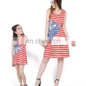 2019 Summer Red and White Stripes Matching Outfits For Mother And Daughter (this Link for Girls,1-12years) thumbnail-1