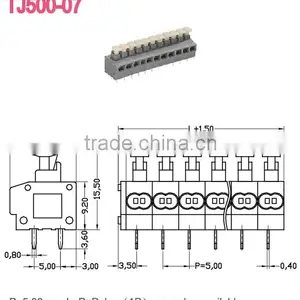 5mm Spring Wire Push Connector Screwless Cable Terminal Block TJ500-07 thumbnail-1