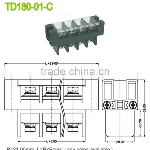 Terminal Blocks Pitch 21.00mm With Cover 300V 180A Perforation Terminal Block thumbnail-2