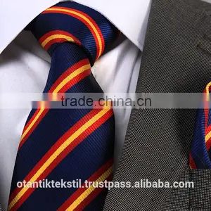 Blue Striped, Necktie Set, Pocket Square and Cufflink Set Neck Tie, Corbata, Gravate, Krawatte, Cravatta, Fashion Tie thumbnail-1