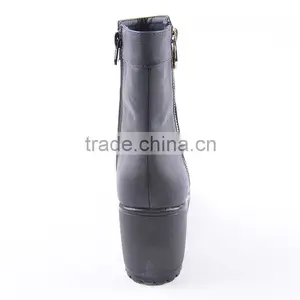Wholesale Cowboy Indian Army Half Wellington Mid Heel Boots With Double Zippers thumbnail-5