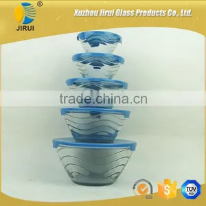 Heat Resistant Bule 5 Pcs Glass Bowls Set thumbnail-4