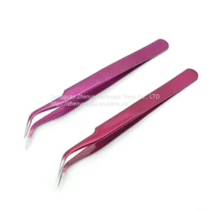 Professional Precise Eyelash Grafting Tweezers Planting Eyelash Clip Purple Straight Head Elbow Eyelash Clip Cute Eyelash Tool Sticker thumbnail-5