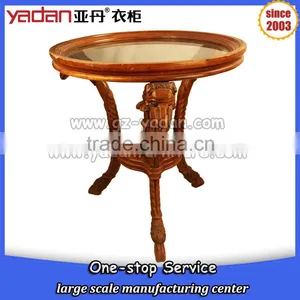 Goat Shaped Animal Feet Glass Round Wood Sofa Coffee Table thumbnail-2