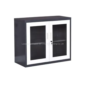 Office Small Small Steel File Cabinet Glass Door Low Showcase Display Cabinet thumbnail-1