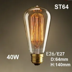 E26 E27 ST64 Bulbs / T4 5/ C35 / T300 / G80/G95/G125 40 Watts Amber Glass Incandescent Light Bulbs thumbnail-3