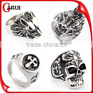 Fashion Hotsale Item Black Plated Mens Style Wholesale Skull Rings Skull 316L Stainless Steel Men's Ring thumbnail-1
