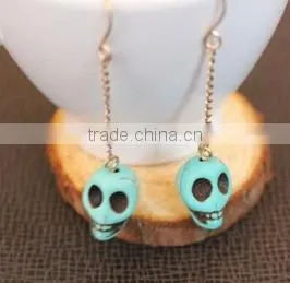 Wholesale Hand Carved South Jade Human Cute Skull Pendant Earrings thumbnail-3