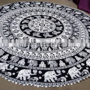 Mandala Beach Towel, Cotton Roundie Beach Towels Round Towels With Tassels thumbnail-4
