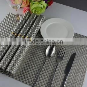 High Quality 45*30cm PVC Silver Woven Mesh Placemat 8*8 Gold Color Placemat Table Mat Runner Dining Mat thumbnail-6