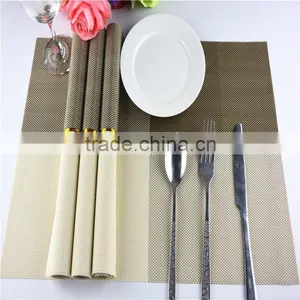 2015 New Arrival Gold Color Home Kitchen Dining Placemat Fashion Adiabatic PVC Strip Weave Table Mat thumbnail-1