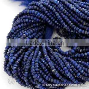 Semi Precious Facited Lapis Rondelle Beads, Lapis Gemstones, Gemstones Beads thumbnail-1