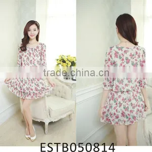 Ladies Chiffon Floral Printed Pretty Princess Dresses thumbnail-1