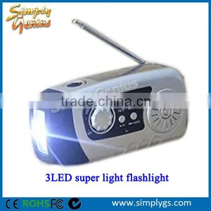 (#1 Hand Crank Radio) 2000mah Solar Hand Crank Usb Mains Dynamo Led Flashlight thumbnail-1