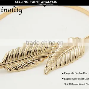 Fashion Women Metal Leaves Elastic Stretch Waist Belt Strap Cummerbund Waistband thumbnail-6