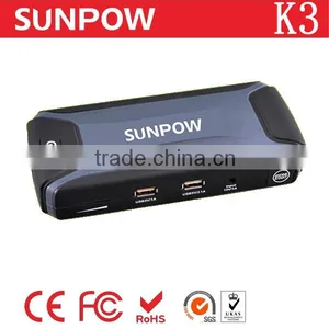 Sunpow 12000mAh Multi-Function Double Usb 12v Car Jump Starter Mobile Power Bank Battery Booster With Air Compressor thumbnail-4