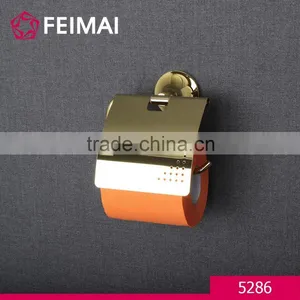 Brass Gold Plated Hotel Style Toilet Paper Holder With Cover thumbnail-2