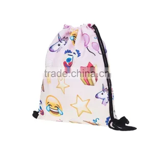 High Quality 3D Printed Wholesale Emoji Gift Drawstring Bag thumbnail-2