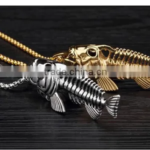 Stainless Steel Black Metal Jewelry Fish Necklace thumbnail-3