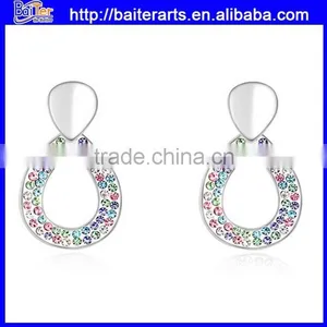 Gold Plated Alloy Micro Wave Earrings,faked Micro Paved Earrings for Girls thumbnail-1