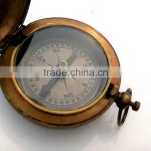 Push Button Pocket Brass Sundial Compass Antique Nautical Pendant Compass 13242 thumbnail-5