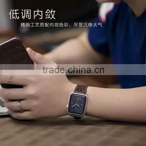Hot Sale Crocodile Grain Real Leather Watch Band for Apple Watch thumbnail-5