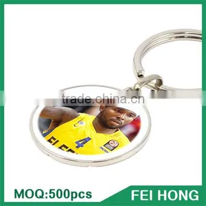 Wholesale Bulk Metal Two Sided American Printed Basketball Team Keychain thumbnail-4