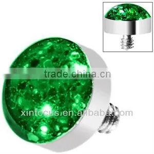 Light Green Glitter Dome Dermal Top Body Piercing Accessories thumbnail-1
