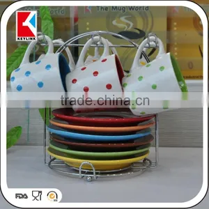 12pcs Unique Shape Dot Design Tea Cup and Saucer Stands,ceramic Tea Cup and Saucer thumbnail-1