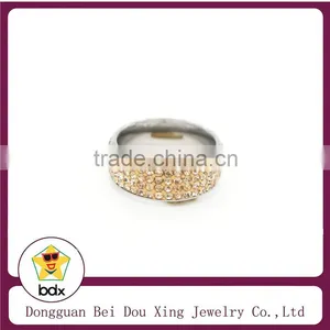 2015 Women Champagne Crystal Stone Stainless Steel Rings thumbnail-3