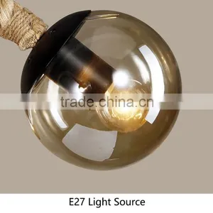 Durable Metal Baking Finish Lamp Ceiling Plate Lighting Woven Hemp Rope Light thumbnail-3