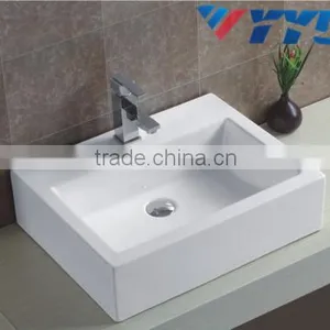 wc Ceramic Basin Bathroom Sanitary Ware Wash Basin Ceramic White Square Shape Art Basin Single Hole BasinYB005 thumbnail-1