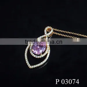 Wholesale New Design Jewellery Necklace Glass Pave Diamond Pendant thumbnail-2