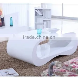 Elegant Shape Design Wooden White High Gloss Coffee Table,Tea Table thumbnail-3