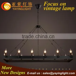 Candle Iron Chain Big Chandelier, American Retro Iron Hanging Lamp, Asian Austrialian Chandelier With 14 Edison Bulbs thumbnail-1