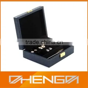 Best Sell Factory Custom Made Black Leather Cufflink Box Cufflink Display Boxes (ZDS-F259) thumbnail-1