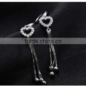 925 Sterling Silver Heart Shaped Fringe Ear Studs for Women thumbnail-4