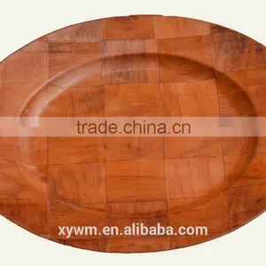 China Wholesale Red Wooden Woven Dessert Plate thumbnail-1