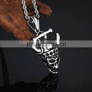 Stainless Steel Casting Unique Skull Style Horn Pendant thumbnail-3