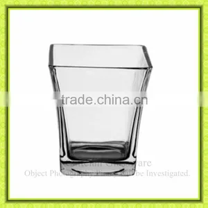 Square Cheap Clear Glass Flower Vases With Big Mouth for Table Decoration thumbnail-1
