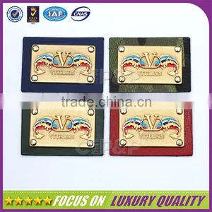 Two Fish Lifelike Looked Embossed Jeans Leather Patch for High End Clothing thumbnail-1