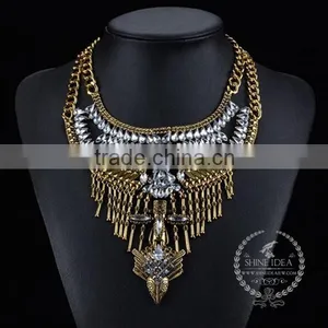 High Quality Vintage Colorful Rhinestone Chunky Statement Necklace Tin Alloy Fashion Women Pendant Necklace 6390064 thumbnail-4