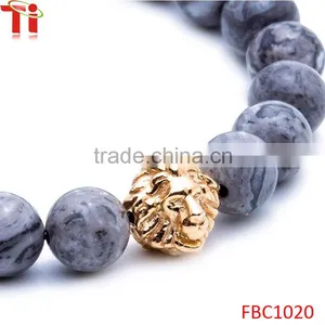 2016 New Natural Stone Stretch Bracelet, Products Gray Natural Stone Bead Men Bead Bracelets thumbnail-4
