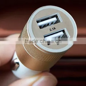 Mini New Colorful 2.1 A Double USB Aluminum Alloy Car Charger thumbnail-2
