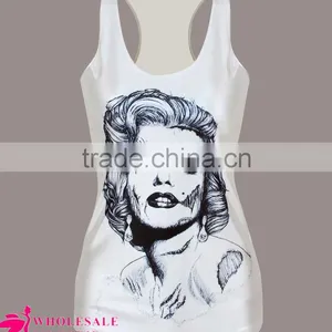 Wholesale Summet Hot White Tank With Marylon Monroe Printed for Women thumbnail-2