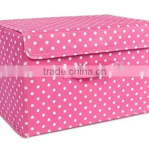 Pink Storage Boxes With Dotts / Non Woven Fabric Storage Boxes/ Storage Box thumbnail-1