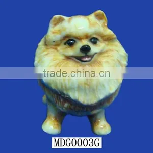 Hand Made Vintage Ceramic Dog Figurine Golden Pomeranian thumbnail-1