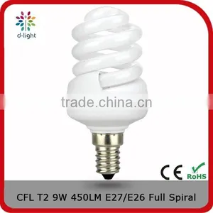 T2 450lm 9w Replacement 50w E27 Full Sprial Tri-phosphor Energy Saving Lamp thumbnail-1