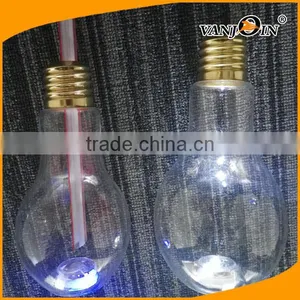 2017 Creative Light Bulb Plastic Beverage Tea Fruit Juice Drink Bottle Cup Plant Flower Vase thumbnail-3