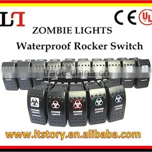 12v Blue Illuminated Waterproof Rocker Switch thumbnail-1